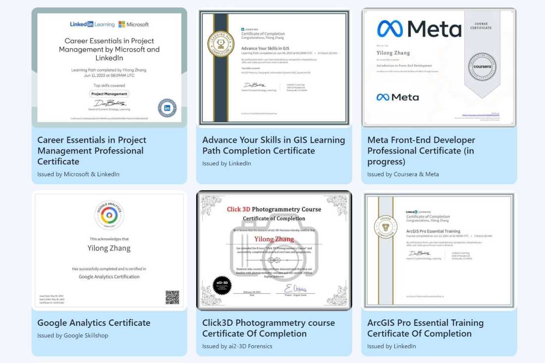 Awards screenshot in light mode