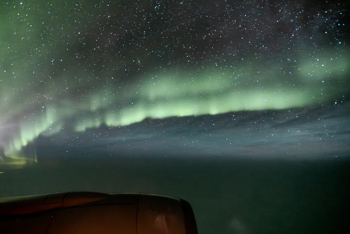 watching aurora during a flight